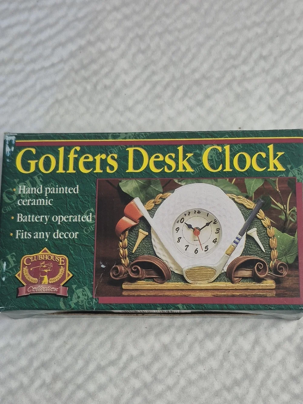 Golf Gifts & Gallery Golf Desk Clock Ceramic Analog Arabic Numerals Green 77949